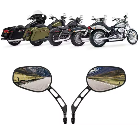 Universaalit mustat custom-peilit Harley Davidson -moottoripyöriin (8mm kiinnitys)