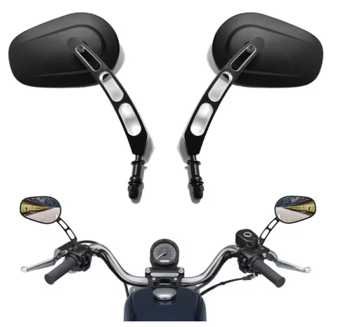 Universaalit mustat custom-peilit Harley Davidson -moottoripyöriin (8mm kiinnitys)