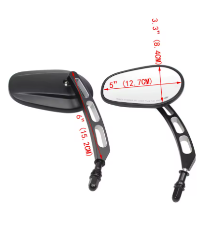 Universaalit mustat custom-peilit Harley Davidson -moottoripyöriin (8mm kiinnitys)