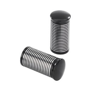 Kustom Tech, FL ohjaustangon päätykappaleet. Uurrettu musta CC-alumiini