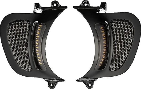 ROAD GLIDE VENT WITH AW V2 & PLUG - BLACK WITH SS MESH -PAIR