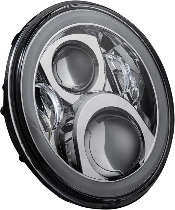 7" LED HALO HEADLIGHT WITH H4 WIRING HARNESS - CHROME ECE