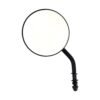 Steel 4" round mirror. Black, short stem