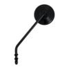 Steel 4" round mirror. Black, long stem