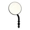 Steel 3" round mirror. Black, short stem
