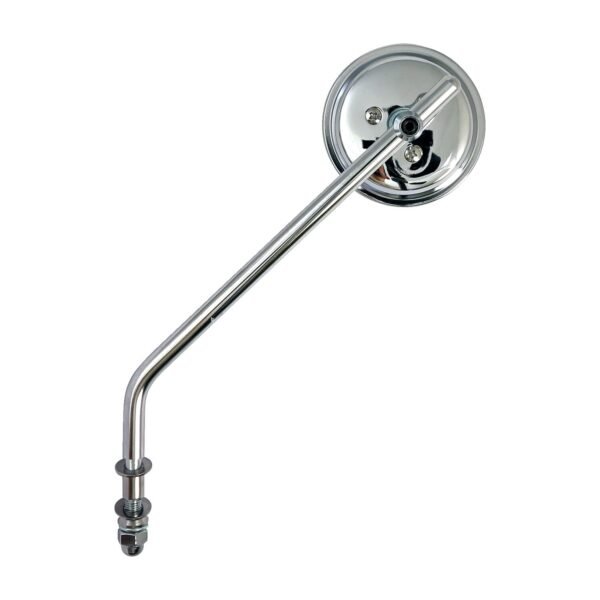 Steel 3" round mirror. Chrome, long stem