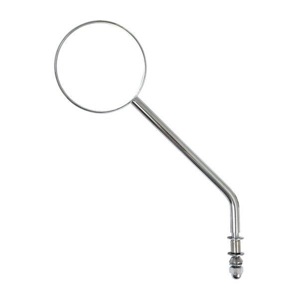 Steel 3" round mirror. Chrome, long stem