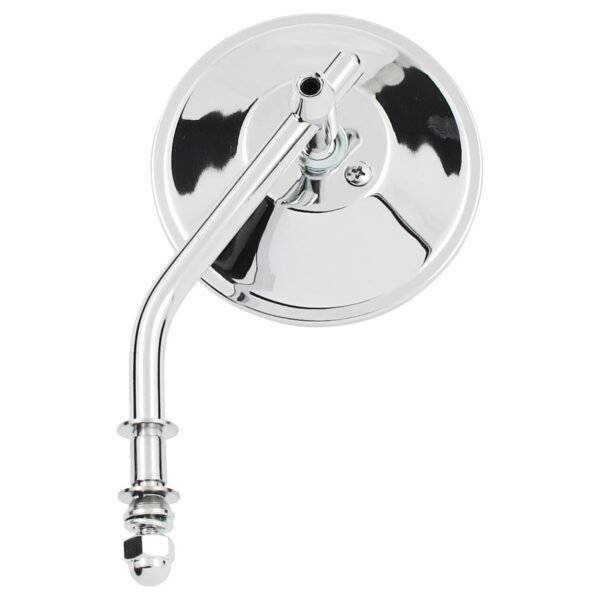Steel 3" round mirror. Chrome, short stem