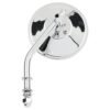 Steel 4" round mirror. Chrome, short stem
