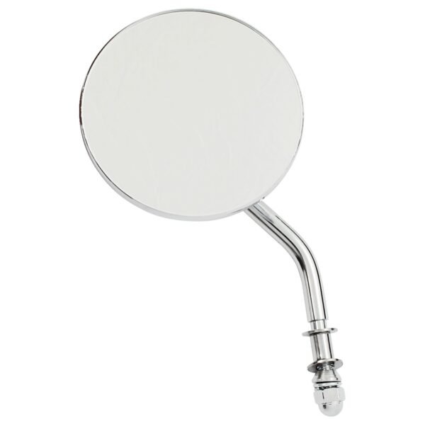 Steel 4" round mirror. Chrome, short stem