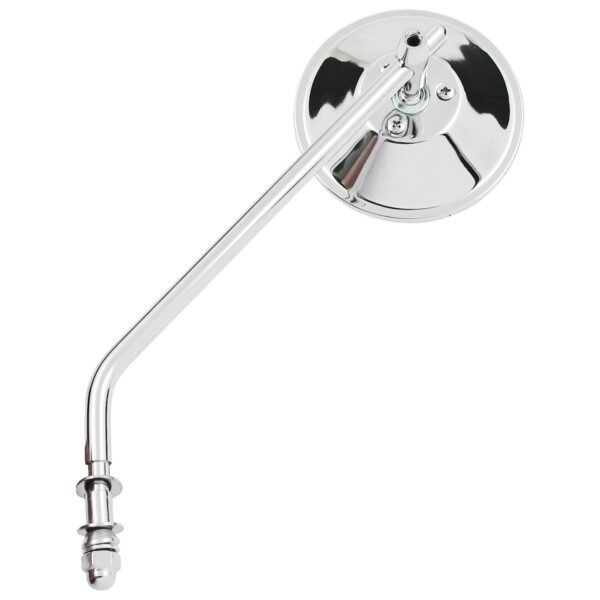 Steel 4" round mirror. Chrome, long stem