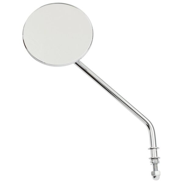 Steel 4" round mirror. Chrome, long stem