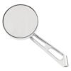 Mini-round aluminum mirror. Chrome, short stem, l&r