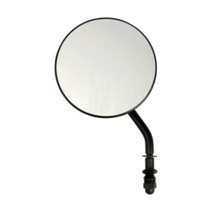 4" round custom mirror, left. Black