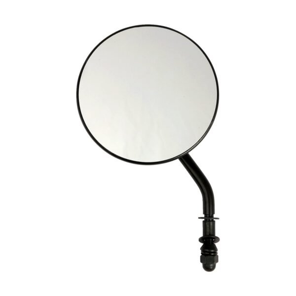 4" round custom mirror, left. Black