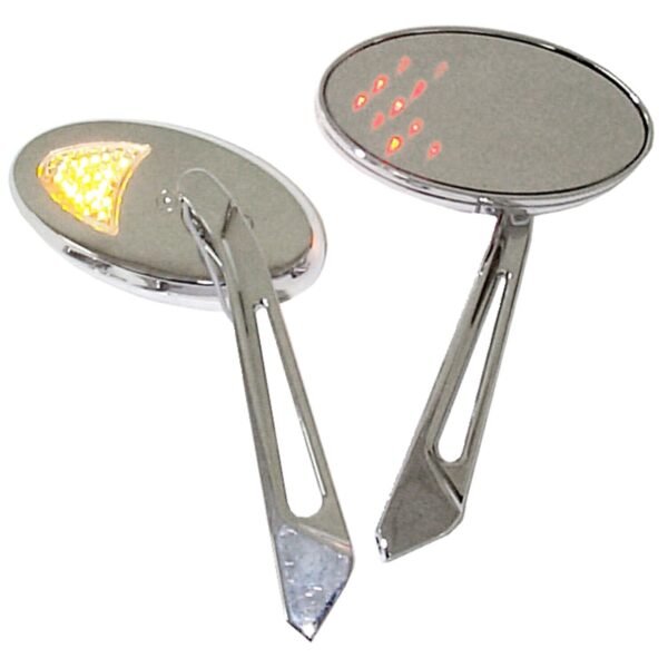 LED cateye turn signal mirror set. Chrome, amber front lens