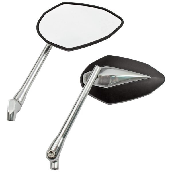 'Double Deuce' mirror set. Black/chr. head & silver alu stem