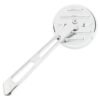 Mini-round aluminum mirror. Chrome, long stem, l&r