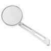 Mini-round aluminum mirror. Chrome, long stem, l&r