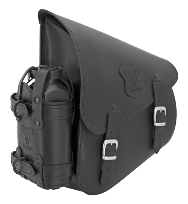 Texas Leather Softail swing arm bag - oil can holder included Texas Leather Softail swing arm bag - oil can holder included