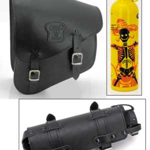 Texas Leather Softail swing arm bag - Chuchaqui drink bottle included Texas Leather Softail swing arm bag - Chuchaqui drink bottle included