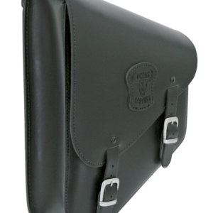 Texas Leather Softail swing arm bag - black leather, matte buckles